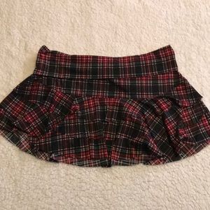 Red and black plaid mini skirt